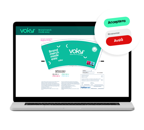 B&auml;rbar dator med sk&auml;rm f&ouml;r godk&auml;nnande och justering av korrigeringar av produktkonstverk